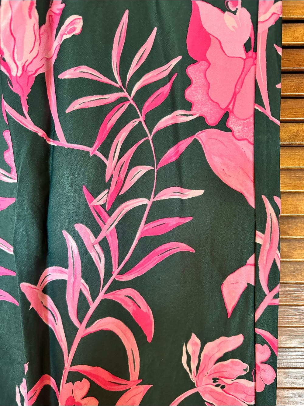 Anthropologie Breezy Tropical Print Green and Pink Wide-Leg Pants size 6 - Picture 6 of 11